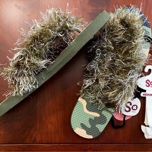 Size M, Camouflage Flip Flops - FunFur, Handmade, Women's
